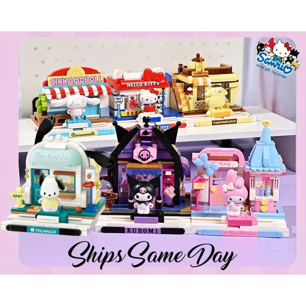 ✅ Official Sanrio City Streets 6Pc Building Blocks Sets Kuromi Kitty & More NEW